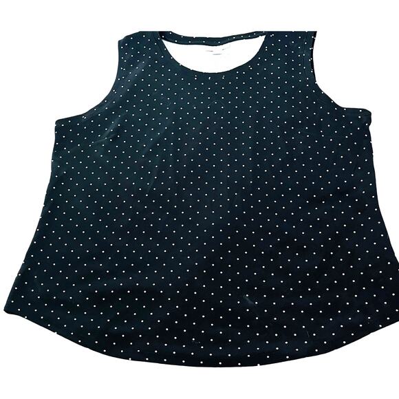 CROFT & BARROW SLEEVELESS ROUND NECK TOP, WOMENS, XXL, BLACK W/ WHITE POLKA DOTS - Picture 3 of 10
